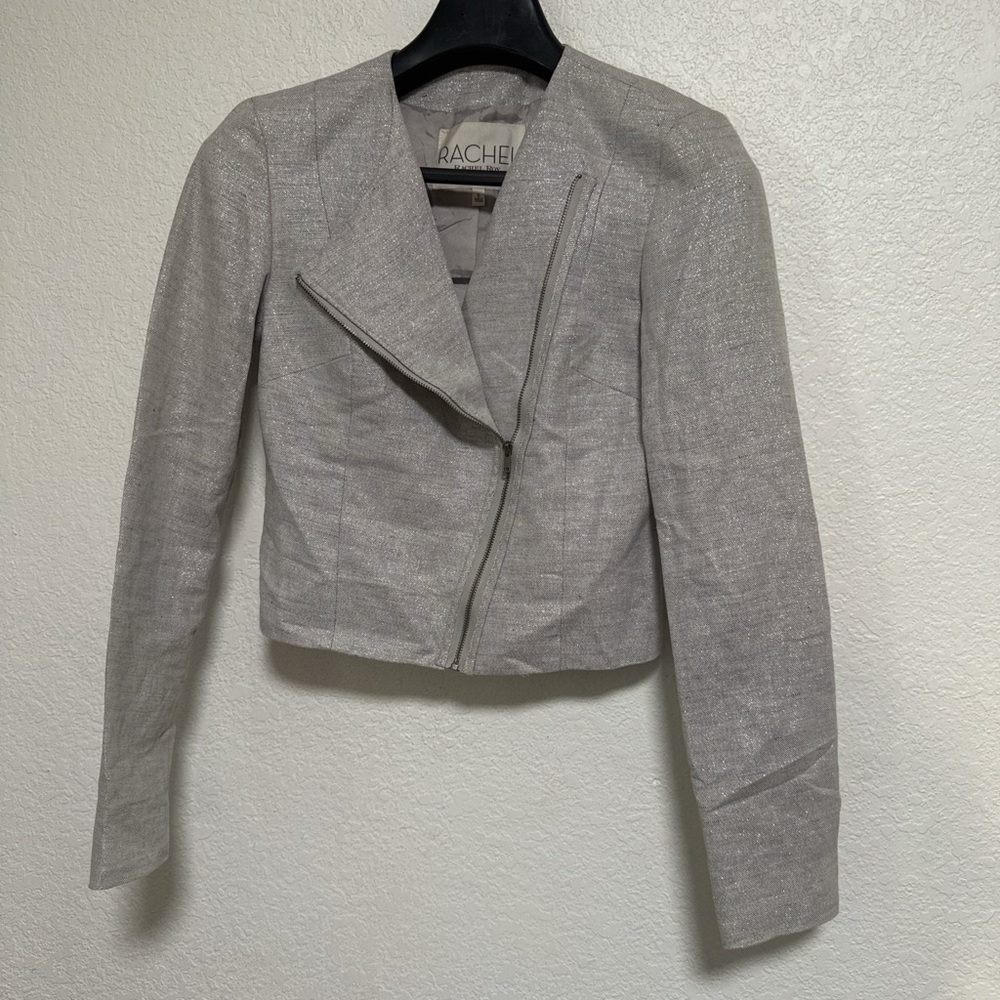 RACHEL Rachel Roy Motorcycle Asymmetric Jacket Metallic Size 0